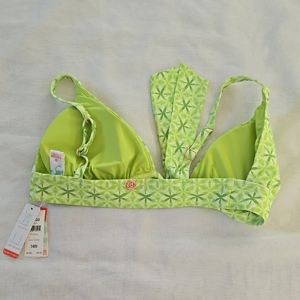 Green Patterned Bikini Top - Picture 3 of 5